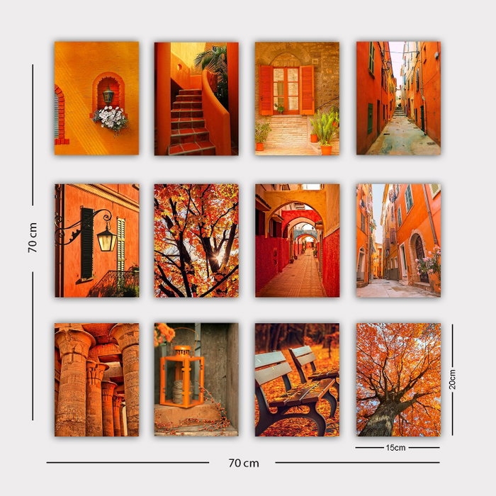 Wallity Set de 12 Cuadros Decorativos MDF Multicolor de 20 x 15 cm